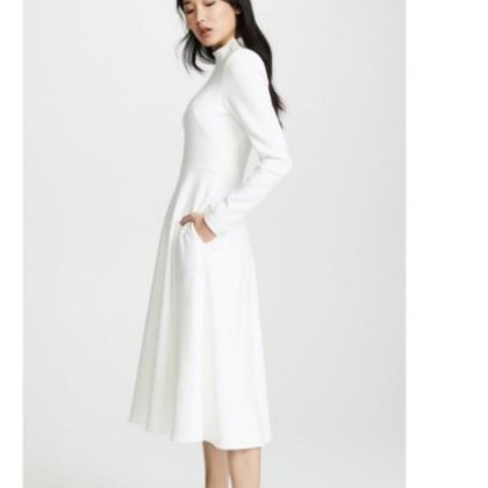 EUC Black Halo Antonia Dress LS, A-Line, Pockets - Porcelain / White (Size: 4)